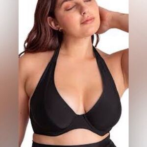 Shapermint Essentials Full Coverage Halter Bikini Top 81004 Black Large NWT